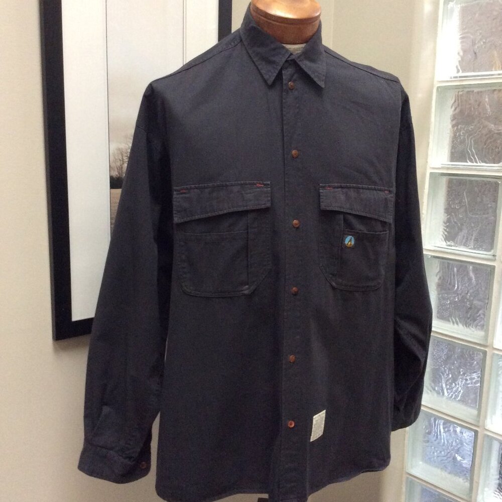 Vintage Men's Cotton Black Long Sleeve Shirt Size XL (XXL)